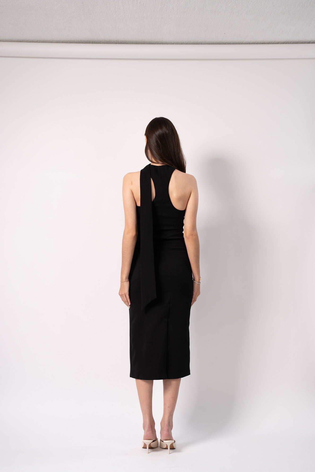Black Midi Dress With Bow