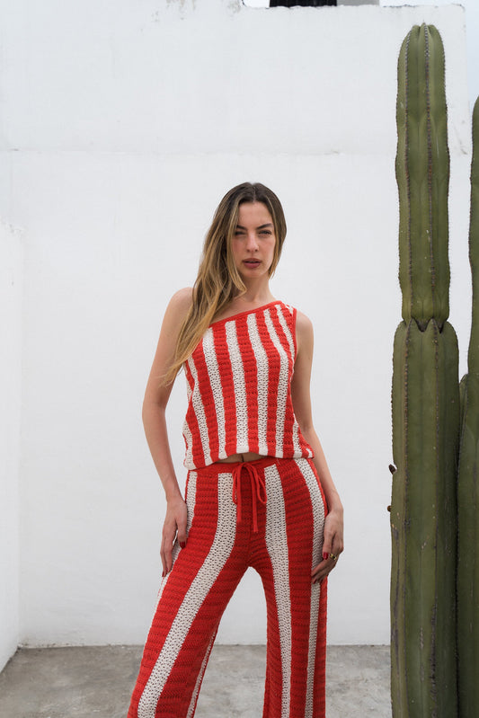 Striped beach off-shoulder top