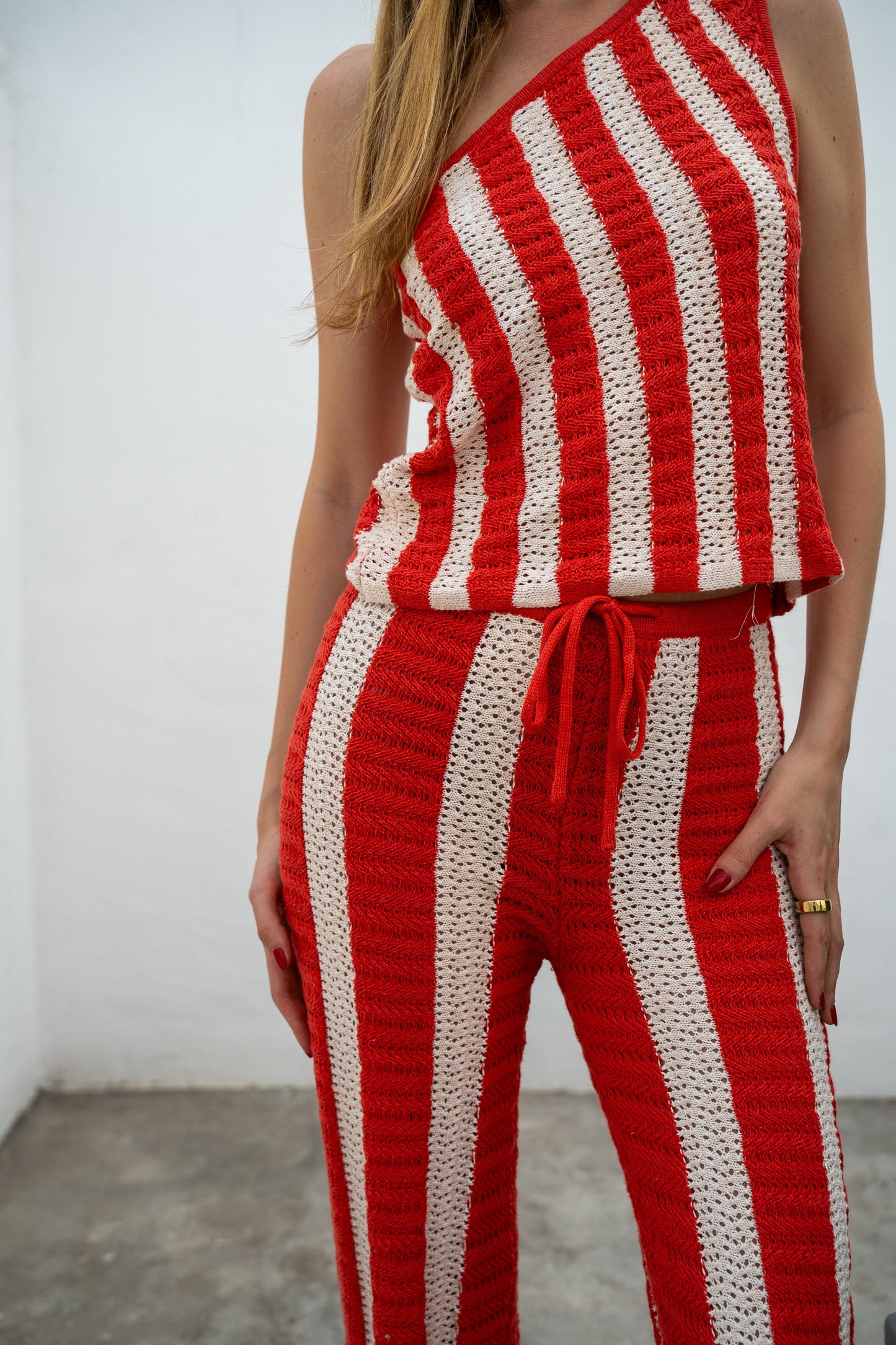 Striped beach off-shoulder top