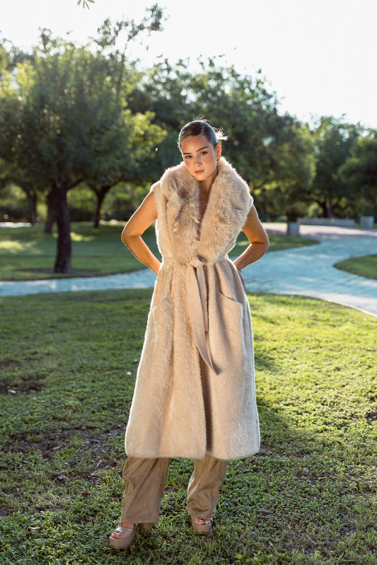 Fur collar coat