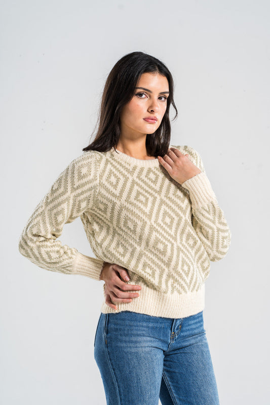 Beige & White Sweater