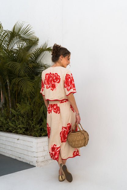 Tropical midi skirt