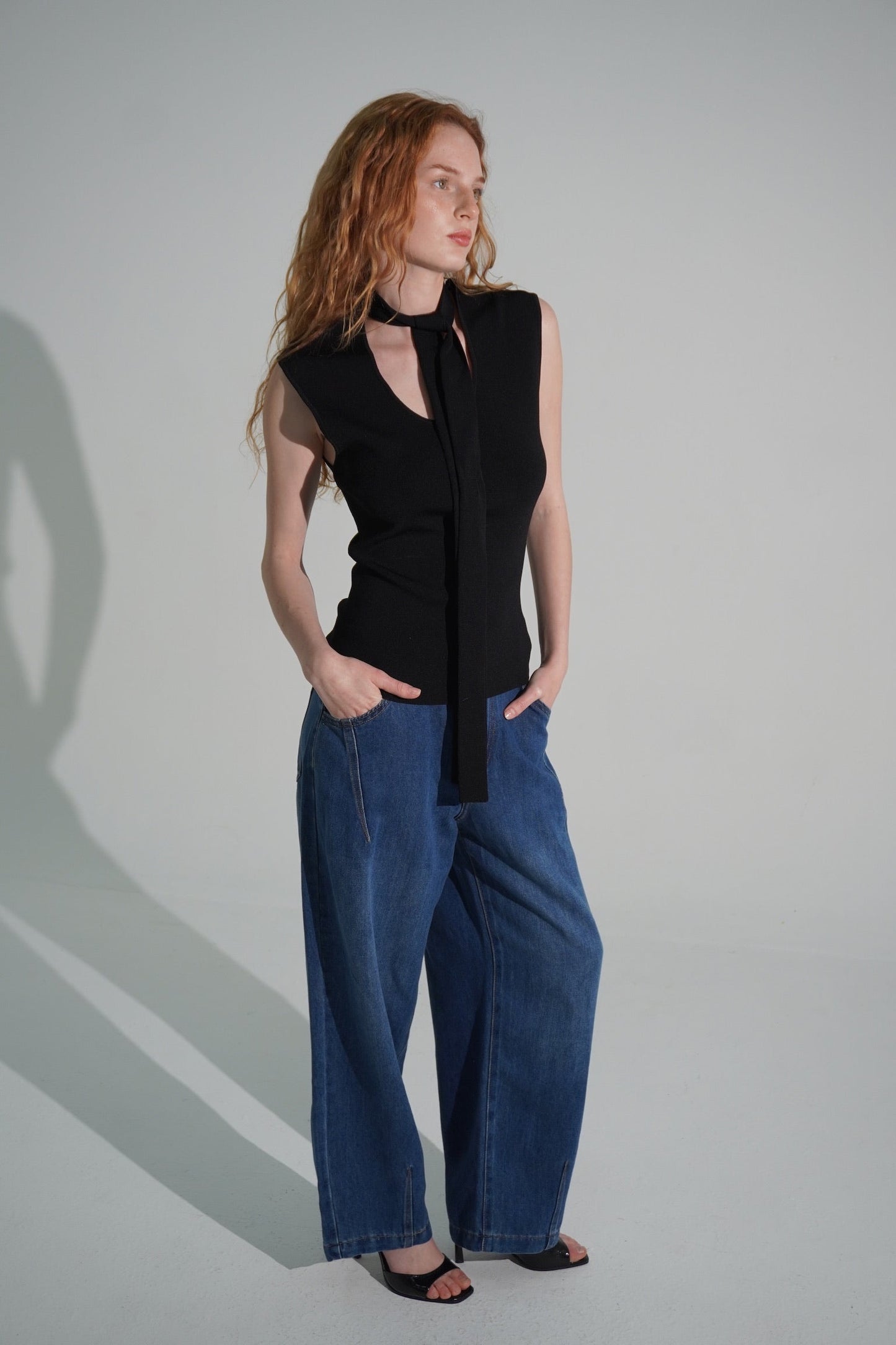black scarf blouse