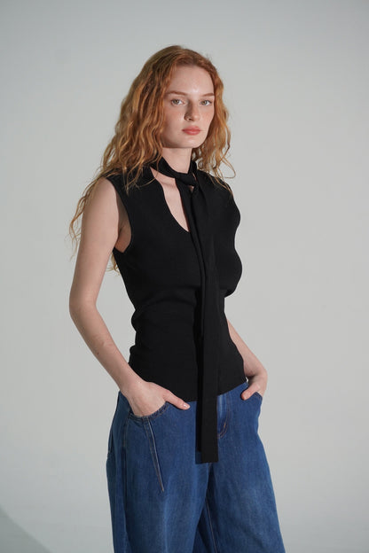 black scarf blouse