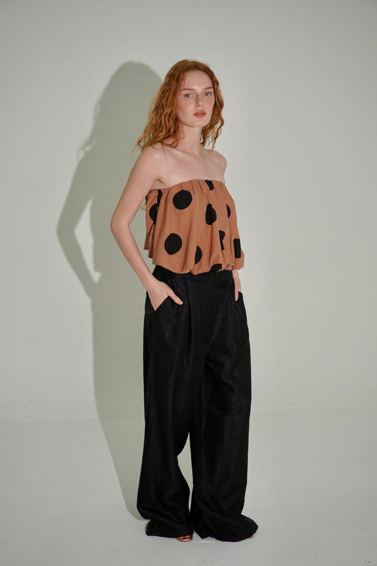 Polkadot strapless top