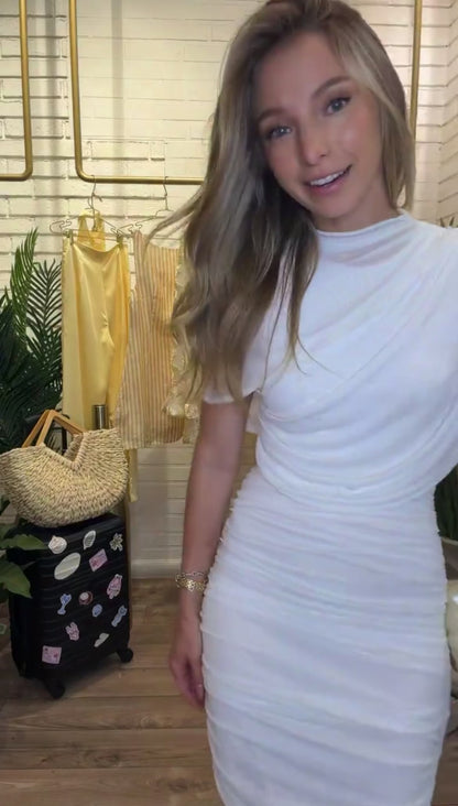Cannes Ruched Mesh Maxi Dress